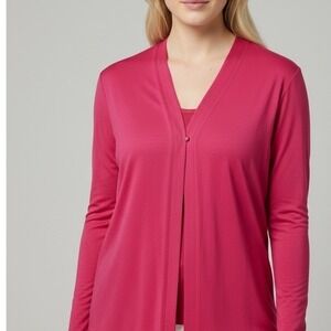 Citiknit Womens 1X Dark Pink Long Sleeve Open Front Cardigan Jacket NWT A2032
